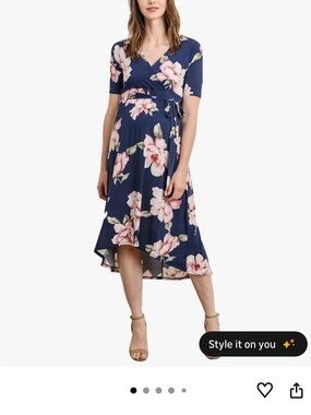 Floral Navy Maternity Wrap Dress